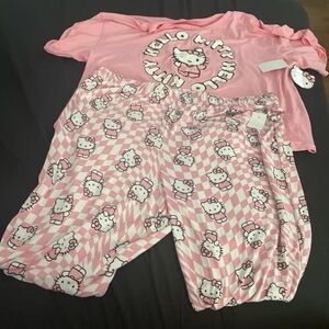 Hello Kitty Pink Checkered womens Pajama Set